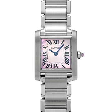 カルティエ タンク フランセーズ SM W51028Q3 ピンクシェル レディース 時計 【中古】【wristwatch】