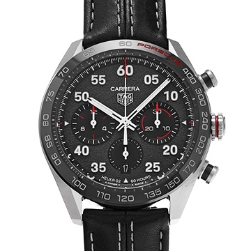 タグ ホイヤー カレラ キャリバー ホイヤー02 クロノグラフ ポルシェ CBN2A1F.FC6492 グレー/ブラック メンズ 時計 【中古】【wristwatch】