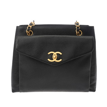 シャネル チェーンショルダー ブラック キャビアスキン レディース バッグ 【中古】【bag】