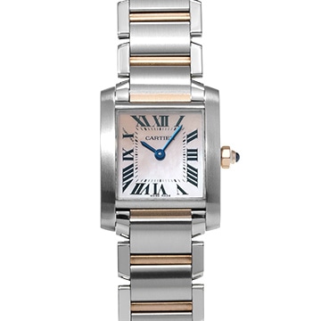 カルティエ タンクフランセーズ SM W51027Q4 ピンクシェル レディース 時計 【中古】【wristwatch】