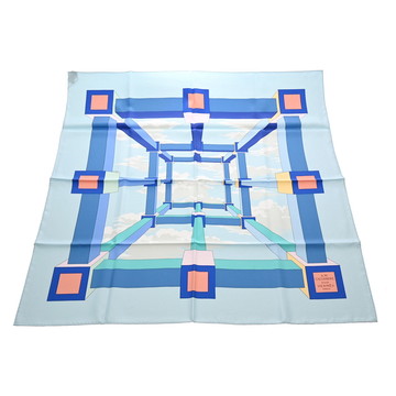 エルメス カレ90 PERSPECTIVE II A.M ブルー系マルチカラー シルク100％ レディース 【中古】【other】