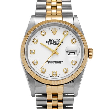ロレックス デイトジャスト 16233G ホワイト/ダイヤモンド メンズ 時計 【中古】【wristwatch】