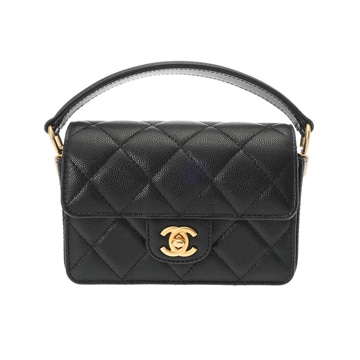 シャネル トップハンドル ミニフラップバッグ ブラック AS5165 グレインドシャイニーカーフスキン レディース バッグ 【未使用】【bag】