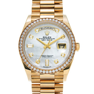 ロレックス デイデイト 36 128348RBR ホワイトシェル/ダイヤモンド メンズ 時計 【中古】【wristwatch】