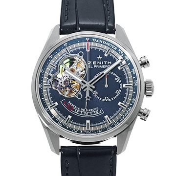 ゼニス エル・プリメロ クロノマスター オープン シャルル・べルモ トリビュート 03.2085.4021/51.C700 ブルー メンズ 時計 【中古】【wristwatch】