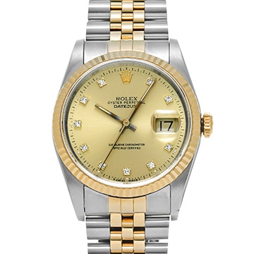 ロレックス デイトジャスト 16233G シャンパン/ダイヤモンド メンズ 時計 【中古】【wristwatch】