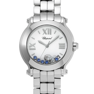 ショパール ハッピースポーツ 278477-3901 ホワイト/ダイヤモンド/サファイア ユニセックス 時計 【中古】【wristwatch】