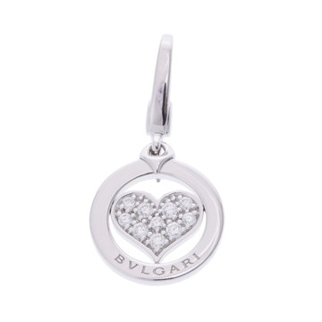 ブルガリ トンドハート チャーム パヴェ シルバー K18ホワイトゴールド WG レディース ジュエリー 【中古】【jewelry】