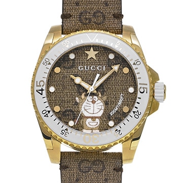 グッチ ダイブ ドラえもん YA136334 ブラウン メンズ 時計 【中古】【wristwatch】