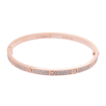 カルティエ ラブブレスレット SM #15 フルパヴェ ゴールド CRB6710715 K18ピンクゴールド PG レディース ジュエリー 【中古】【jewelry】