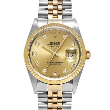 ロレックス デイトジャスト 16233G シャンパン/ダイヤモンド メンズ 時計 【中古】【wristwatch】