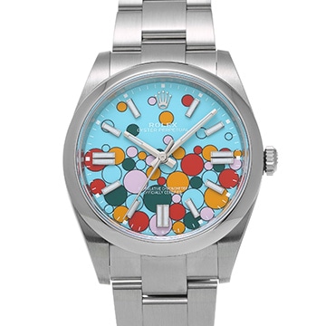 ロレックス オイスターパーペチュアル 41 124300 ターコイズブルー セレブレーションモチーフ メンズ 時計 【中古】【wristwatch】