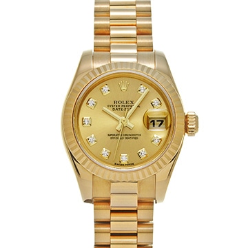 ロレックス デイトジャスト 179178G シャンパン/ダイヤモンド レディース 時計 【中古】【wristwatch】