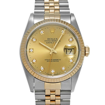 ロレックス デイトジャスト 16233G シャンパン/ダイヤモンド メンズ 時計 【中古】【wristwatch】