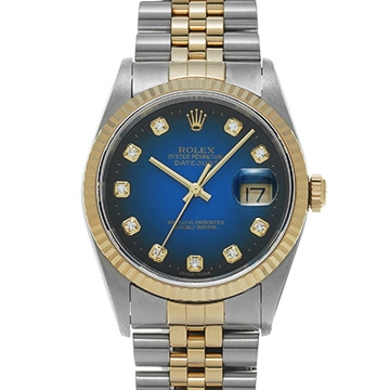 ロレックス デイトジャスト 16233G ブルー・グラデーション/ダイヤモンド メンズ 時計 【中古】【wristwatch】