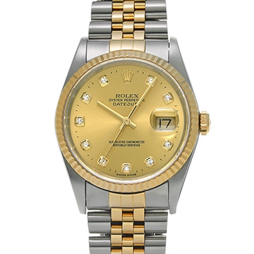 ロレックス デイトジャスト 16233G シャンパン/ダイヤモンド メンズ 時計 【中古】【wristwatch】