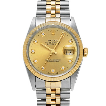 ロレックス デイトジャスト 16233G シャンパン/ダイヤモンド メンズ 時計 【中古】【wristwatch】