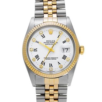 ロレックス デイトジャスト 16013G ホワイト/ダイヤモンド メンズ 時計 【中古】【wristwatch】