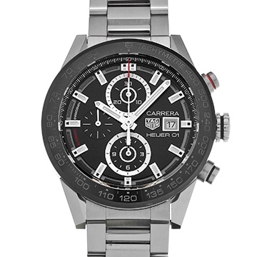 タグ ホイヤー カレラ キャリバー ホイヤー01 CAR201Z.BA0714 ブラック メンズ 時計 【中古】【wristwatch】