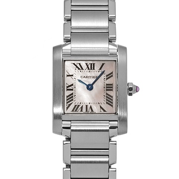 カルティエ タンク フランセーズ SM W51028Q3 ピンクシェル レディース 時計 【中古】【wristwatch】
