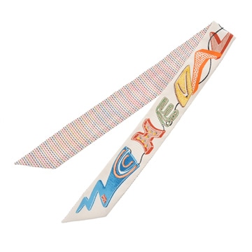 エルメス ツイリー KANTHA CHEVALOSCOPE NEON マルチカラー/ホワイト 853954S シルク100% レディース 【新品】【other】