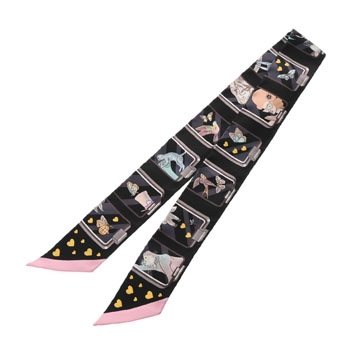 エルメス ツイリー HERMES STORY ブラック シルク100％ レディース 【未使用】【other】