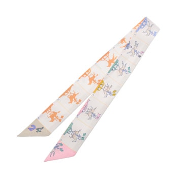 エルメス ツイリー HERMES PARADE マルチカラー/ホワイト シルク100％ レディース 【未使用】【other】