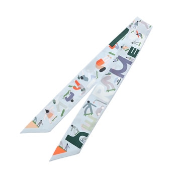 エルメス ツイリー FIGURES LIBRES ライトブルー シルク100％ レディース 【未使用】【other】