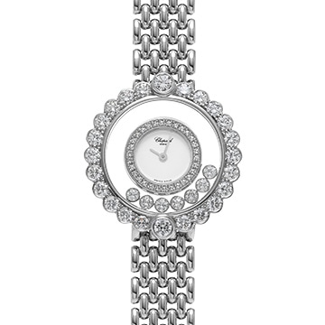 ショパール ハッピーダイヤモンド 20/4180 ホワイト/ムービングダイヤモンド レディース 時計 【中古】【wristwatch】