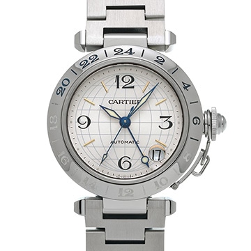 カルティエ パシャC メリディアン GMT W31029M7 シルバー ユニセックス 時計 【中古】【wristwatch】