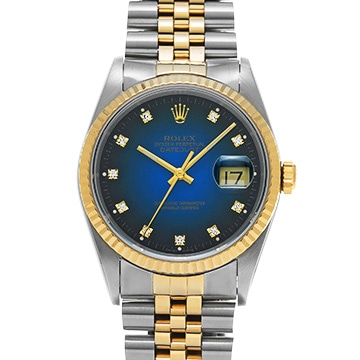 ロレックス デイトジャスト 16233G ブルー・グラデーション/ダイヤモンド メンズ 時計 【中古】【wristwatch】