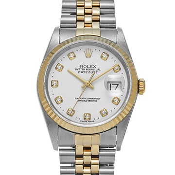 ロレックス デイトジャスト 16233G ホワイト/ダイヤモンド メンズ 時計 【中古】【wristwatch】