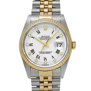 ロレックス デイトジャスト 16233G ホワイト/ダイヤモンド メンズ 時計 【中古】【wristwatch】