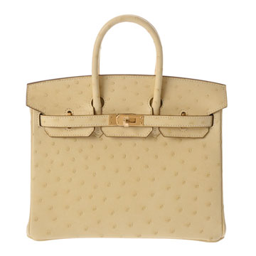 エルメス バーキン 25 アイボリー系 オーストリッチ レディース バッグ 【中古】【bag】