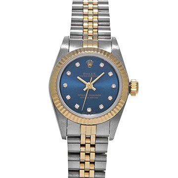 ロレックス オイスターパーペチュアル 67193G ブルー/ダイヤモンド レディース 時計 【中古】【wristwatch】