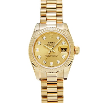 ロレックス デイトジャスト 179178G シャンパン/ダイヤモンド レディース 時計 【中古】【wristwatch】