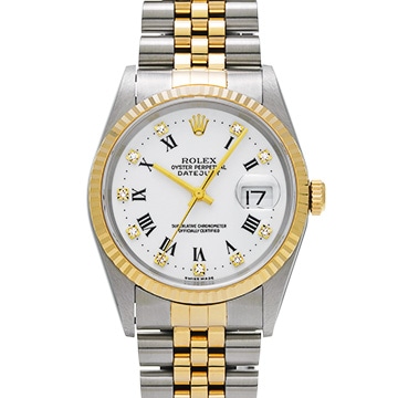 ロレックス デイトジャスト 16233G ホワイト/ダイヤモンド メンズ 時計 【中古】【wristwatch】