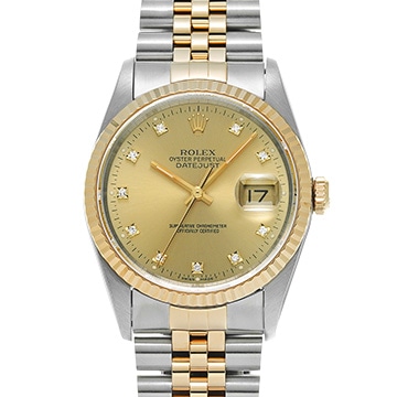 ロレックス デイトジャスト 16233G シャンパン/ダイヤモンド メンズ 時計 【中古】【wristwatch】