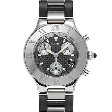 カルティエ マスト21 クロノスカフ ヴァンティアン W10125U2 ブラック/シルバー メンズ 時計 【中古】【wristwatch】