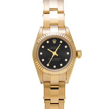 ロレックス オイスターパーペチュアル デイト 67198G ブラック/ダイヤモンド レディース 時計 【中古】【wristwatch】