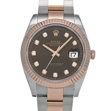 ロレックス デイトジャスト 41 126331G チョコレートブラウン/ダイヤモンド メンズ 時計 【中古】【wristwatch】