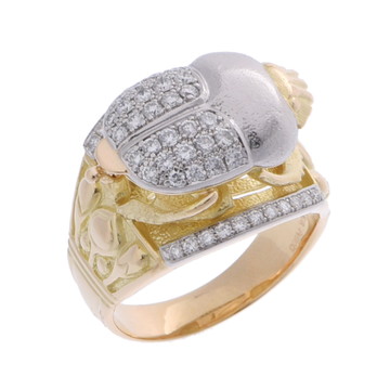 ノーブランド スカラベモチーフ リング ゴールド K18イエローゴールド YG/Pt950プラチナ レディース ジュエリー 【中古】【jewelry】