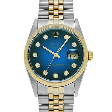 ロレックス デイトジャスト 16233G ブルー・グラデーション/ダイヤモンド メンズ 時計 【中古】【wristwatch】