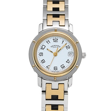 エルメス クリッパー CL4.220 ホワイト レディース 時計 【中古】【wristwatch】