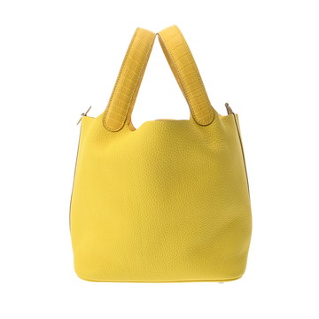 エルメス ピコタンロック タッチ MM ミモザ/ライム トリヨンクレマンス/アリゲーターマット レディース バッグ 【中古】【bag】