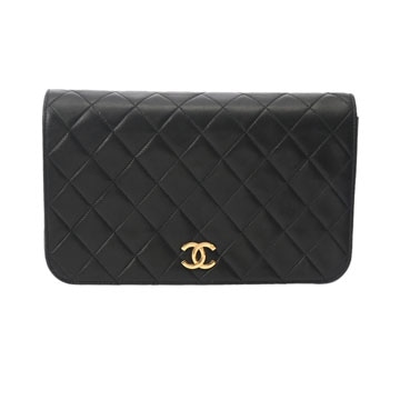 シャネル マトラッセ プッシュロックチェーンショルダー ブラック/ゴールド金具 ラムスキン レディース バッグ 【中古】【bag】