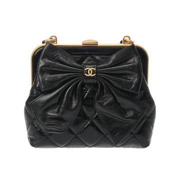 シャネル マトラッセ チェーンクラッチ ブラック AP4028 シャイニーラムスキン レディース バッグ 【中古】【bag】