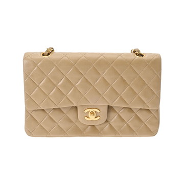 シャネル マトラッセ Wフラップ Wチェーンショルダー 25cm ベージュ A01112 ラムスキン レディース バッグ 【中古】【bag】