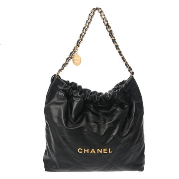 シャネル CHANEL 22 ブラック AS3261 シャイニーカーフスキン レディース バッグ 【中古】【bag】