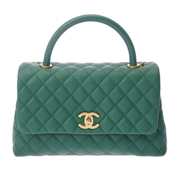 シャネル マトラッセ ココハンドルS グリーン A92991 キャビアスキン レディース バッグ 【中古】【bag】
